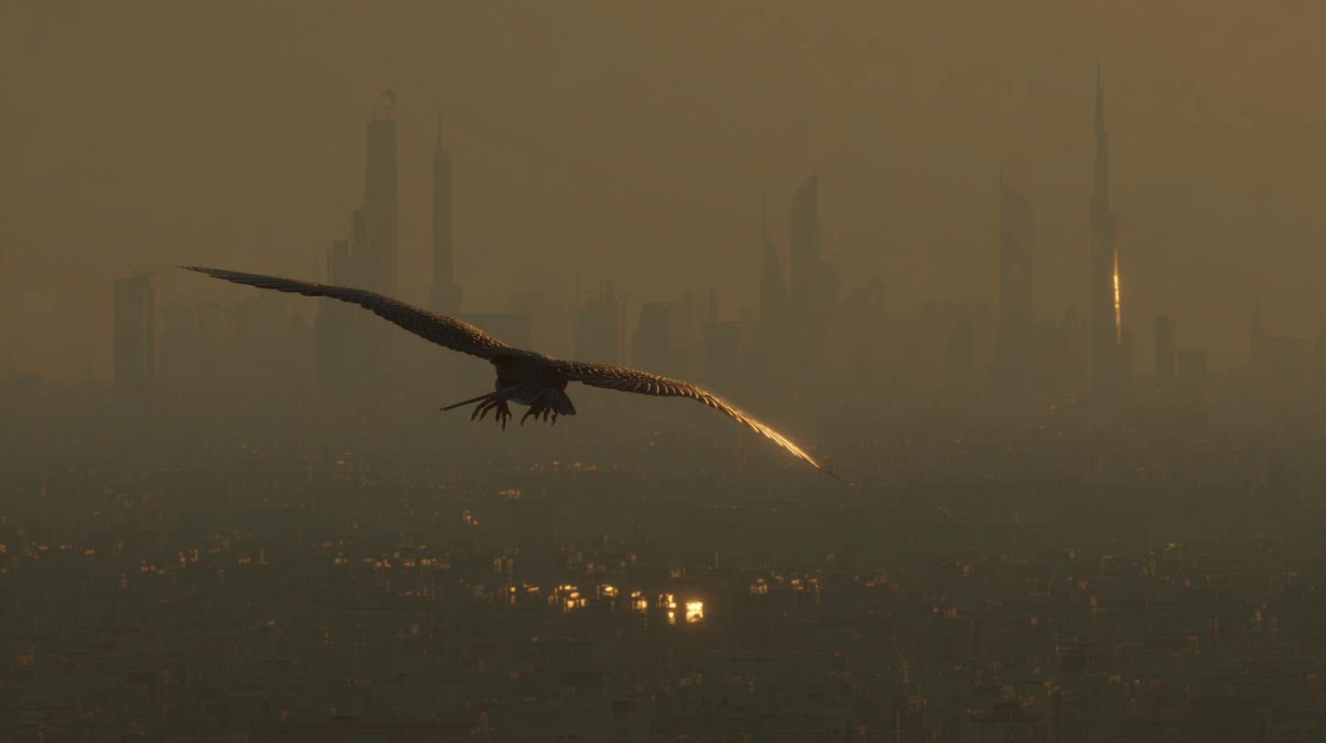 Falcon over the city