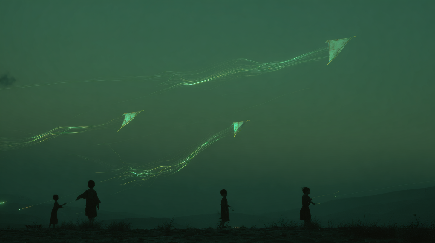 Light-kites at dusk